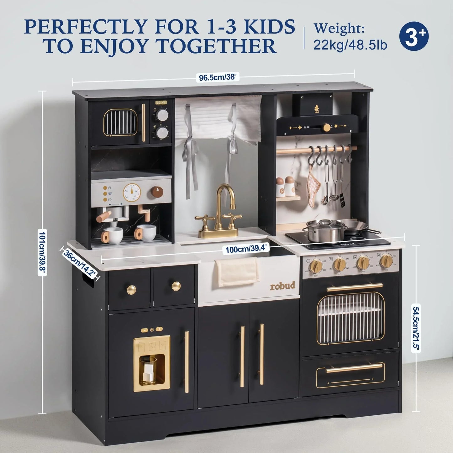 Robotime Robud Wooden Play Kitchen Set With Wash Basin Accessories