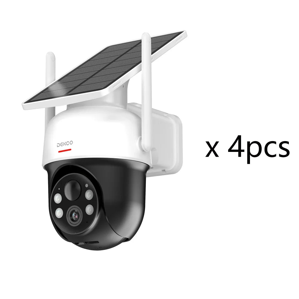 Dekco 2/3/4pcs Solar WiFi Camera 3MP 100% Wire-Free 5000mAh Battery Two-way Audio Security Camera Wireless PTZ CCTV Camera