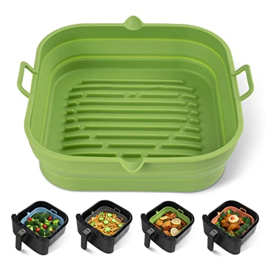 Silicone Air Fryer Liners Square Reusable Collapsible Basket