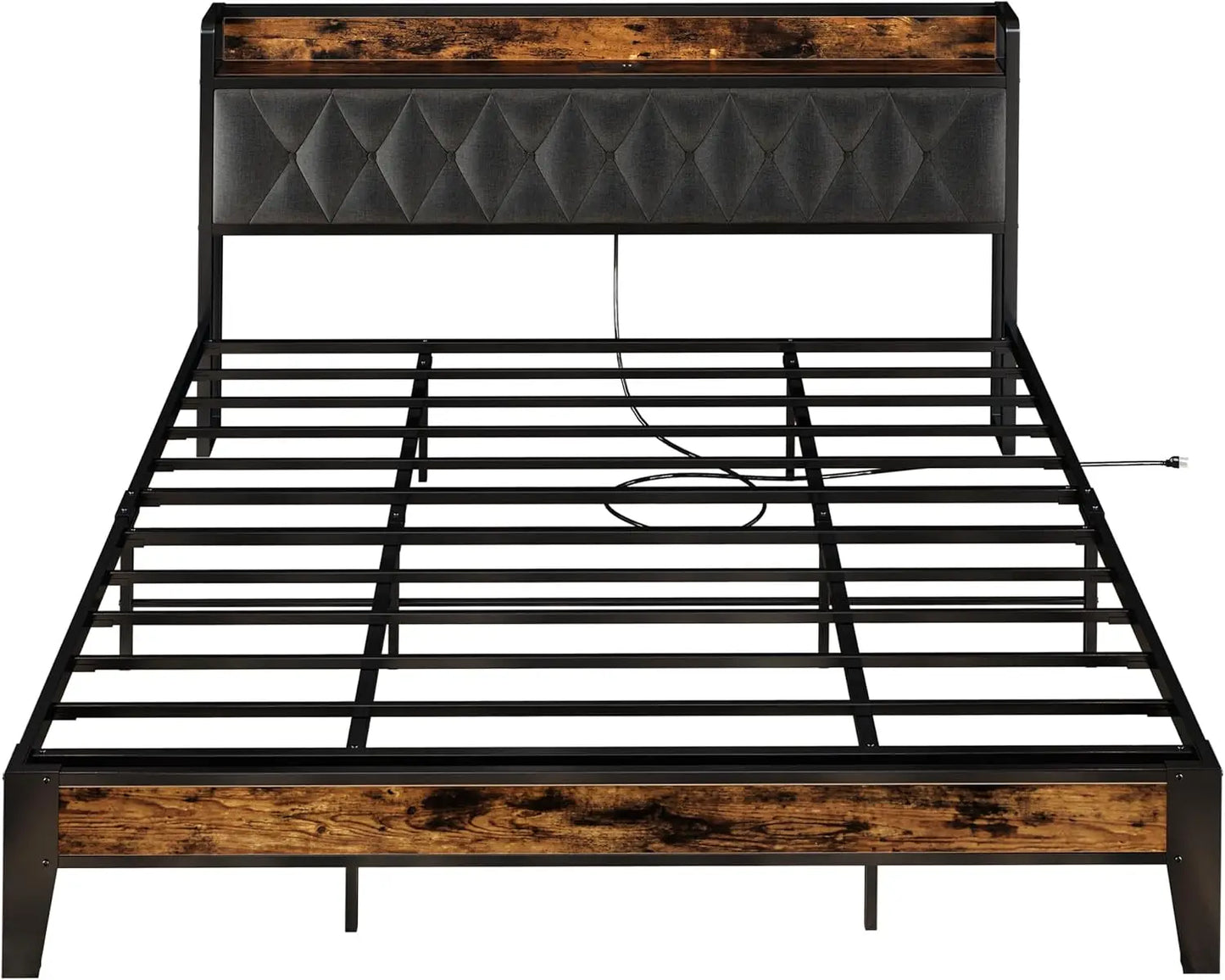 Anctor Bed Frame With Storage Headboard And Outlets