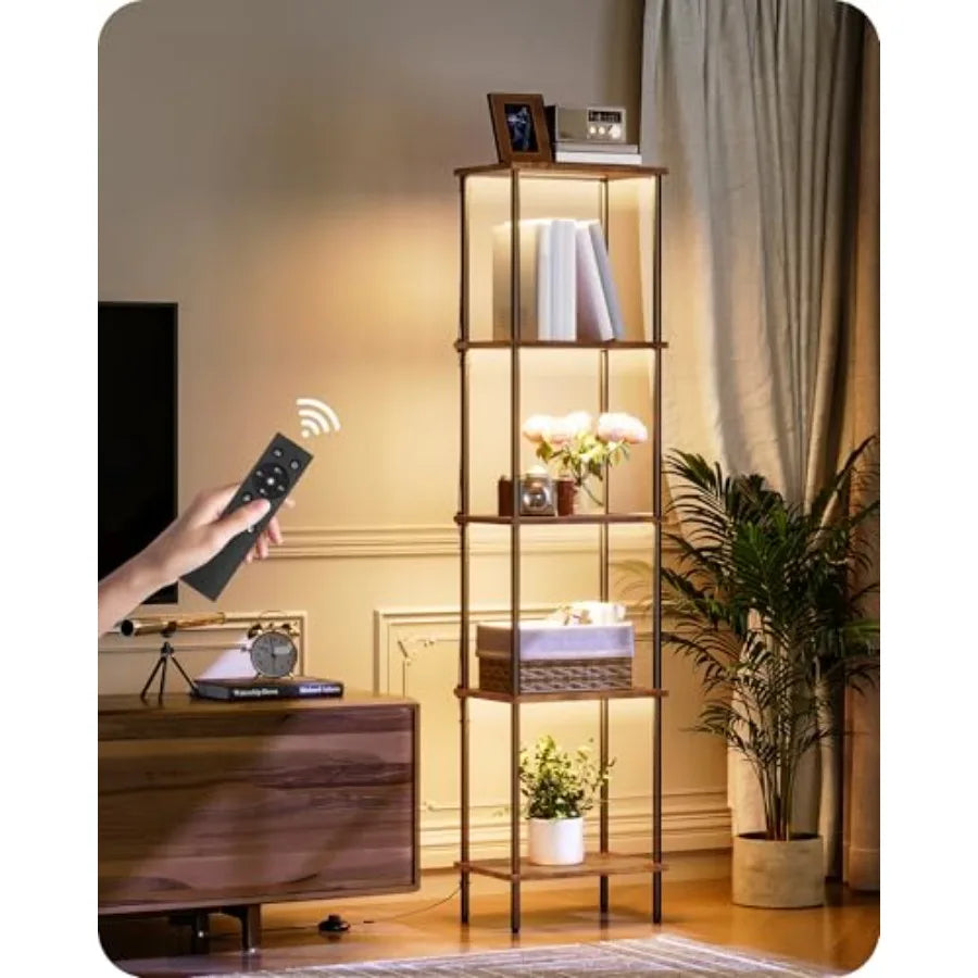 Display Shelf With Light Five Tier LED Corner Floor Lamp