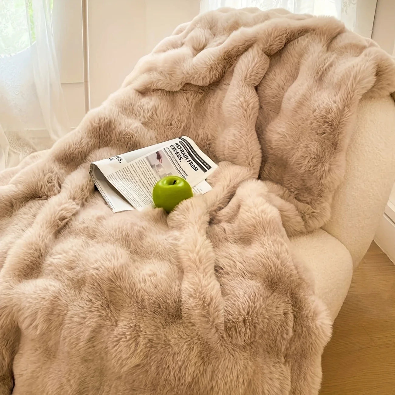 ROSEKINDCN Bubble Fleece Blanket for Couch Soft Cozy Throw