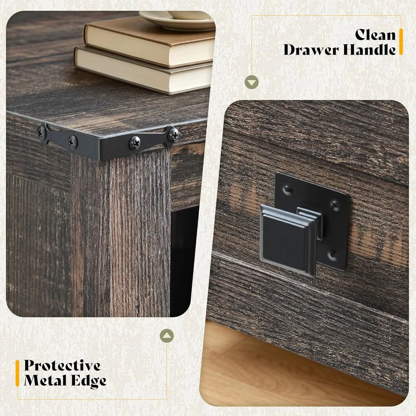 Farmhouse Nightstands Set Of 2 Wood Bedside Tables With Drawers
