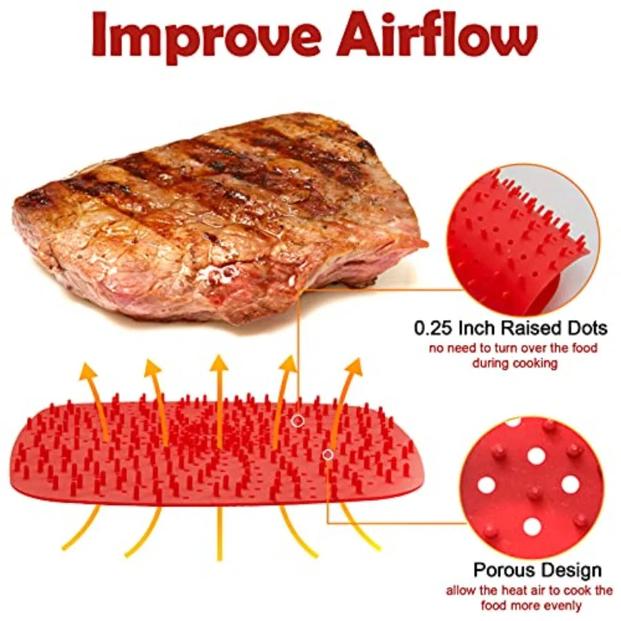 Reusable Air Fryer Liners With Raised Silicone Mats BPA Free