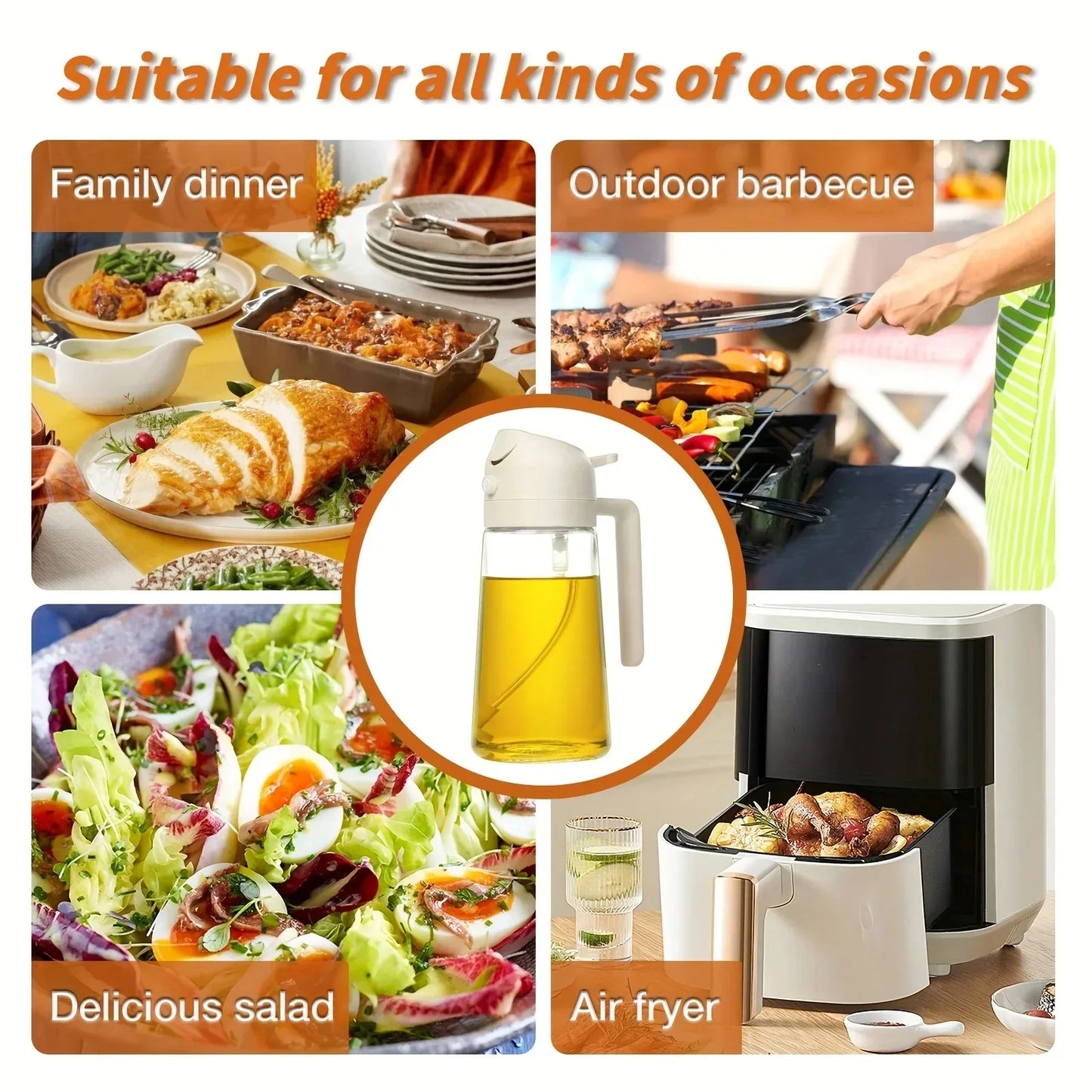 Glass Oil Spray Bottle Dispenser For Kitchen And BBQ