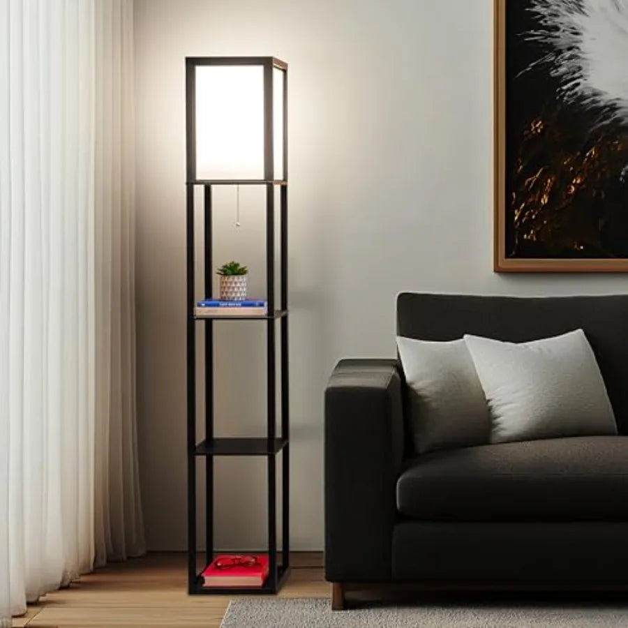 Modern Shelf Floor Lamp With Shelves And Lampshade