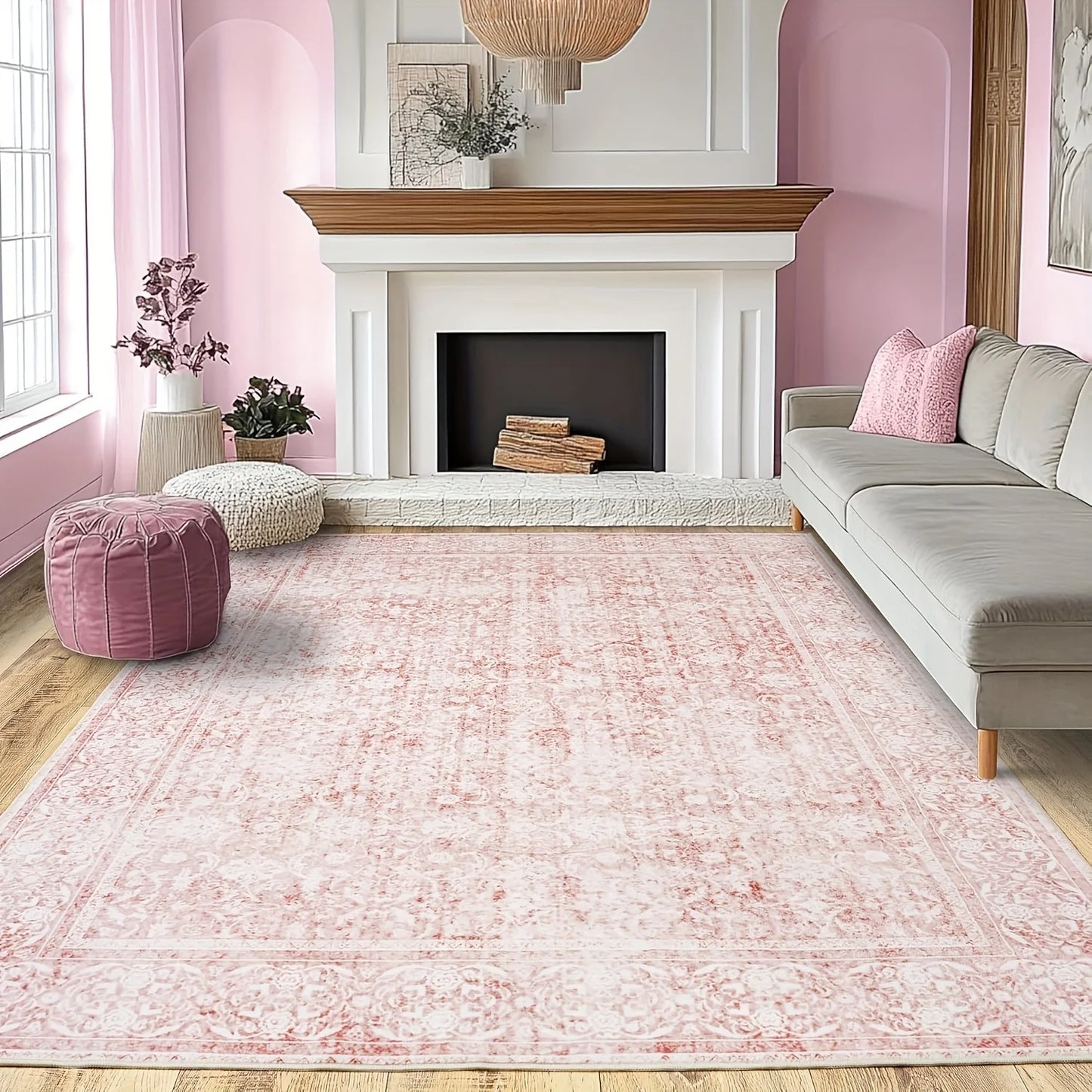 Aubusson Floral Modern Living Room Rug 100 Percent Polyester