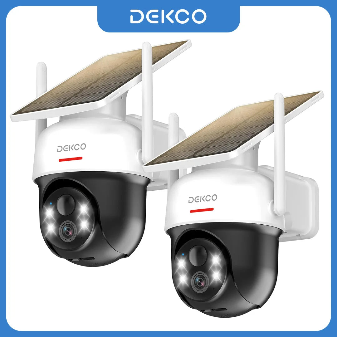Dekco 2/3/4pcs Solar WiFi Camera 3MP 100% Wire-Free 5000mAh Battery Two-way Audio Security Camera Wireless PTZ CCTV Camera