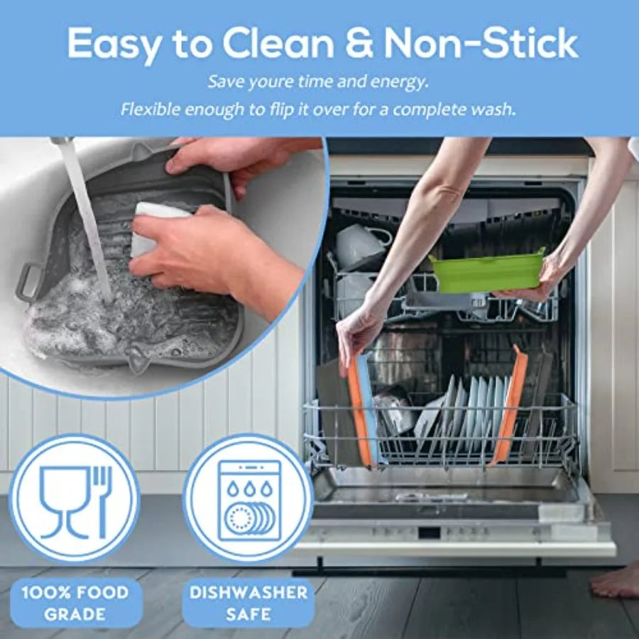 Silicone Air Fryer Liners Square Reusable Collapsible Basket