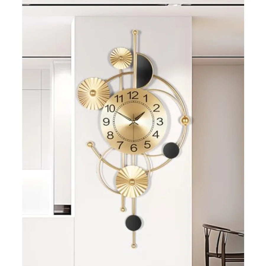 Modern Silent NonTicking Metal Wall Clock Battery Operated