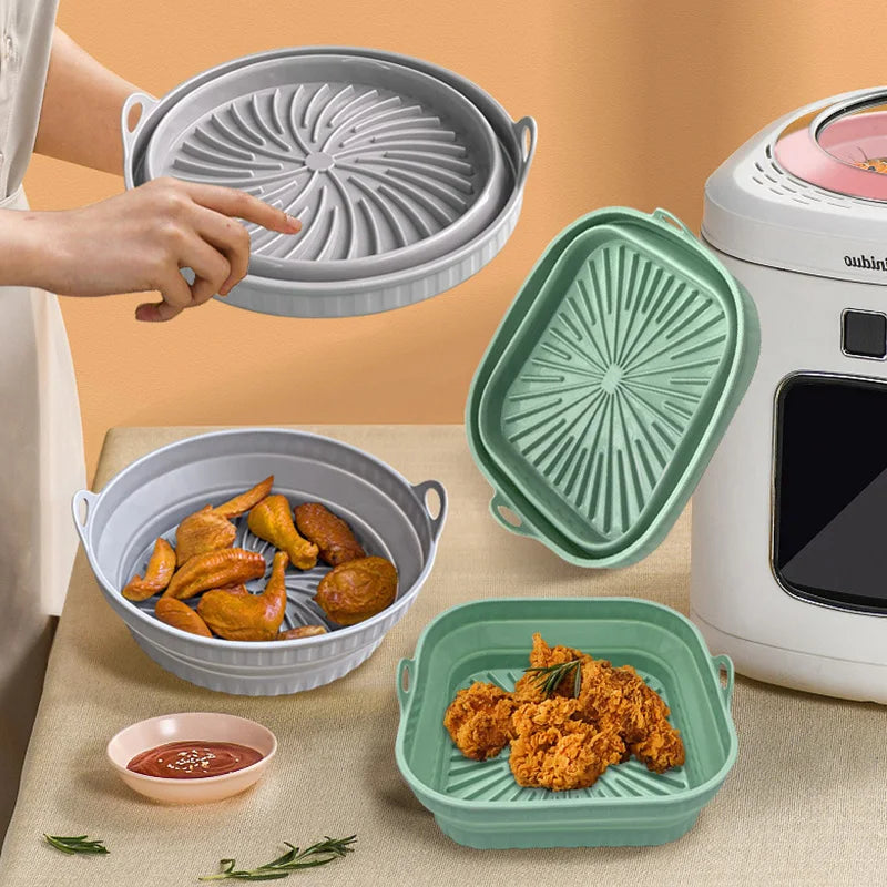 Foldable Silicone Air Fryer Liners, Reusable Non-Stick Basket