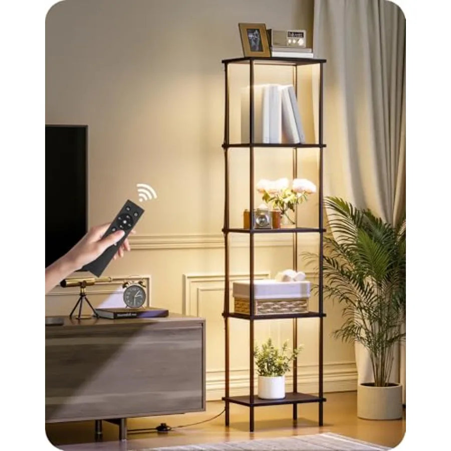 Display Shelf With Light Five Tier LED Corner Floor Lamp