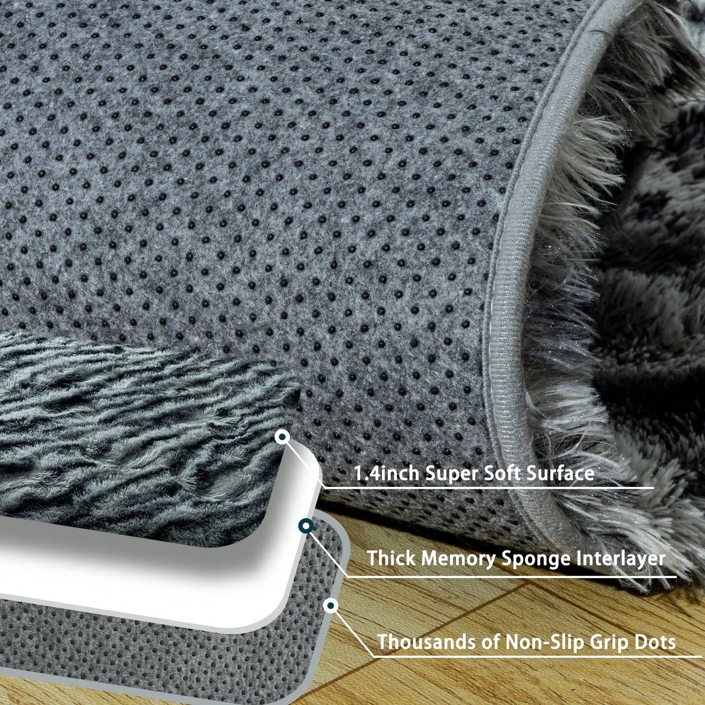 Gnizama Fluffy Shag Zebra Print Washable Rug For Bedroom And Living Room