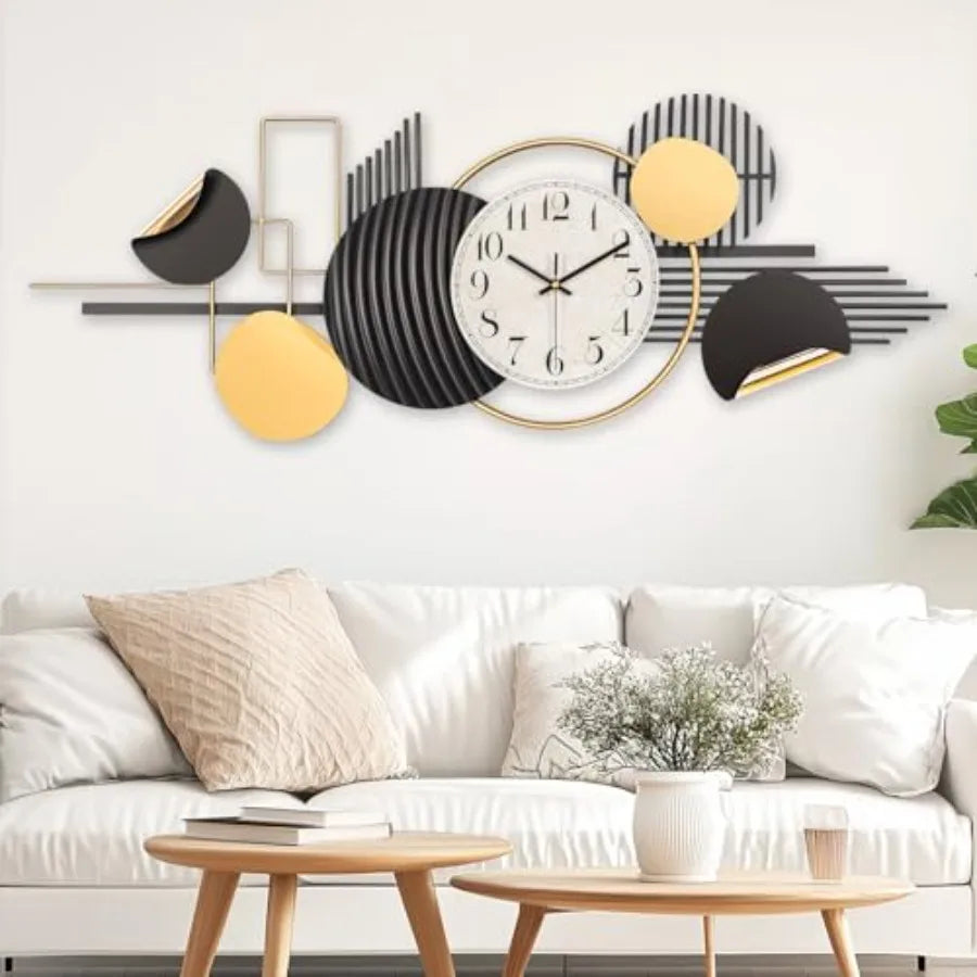 Modern Silent NonTicking Metal Wall Clock Battery Operated