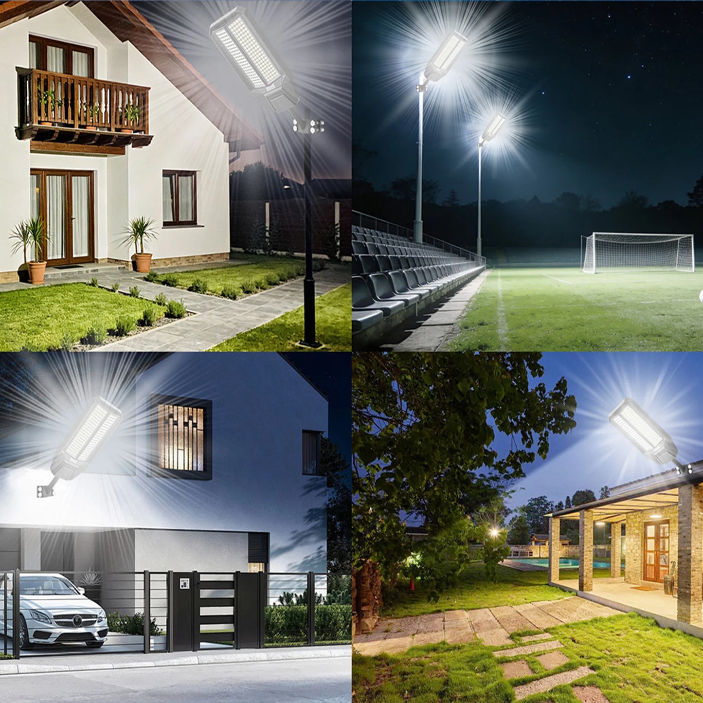 2-Pack 9000W Large Super Bright Solar Street Light, IP65 Waterproof LED Flood Light, Dusk-to-Dawn Auto Control, Motion Sensor &
