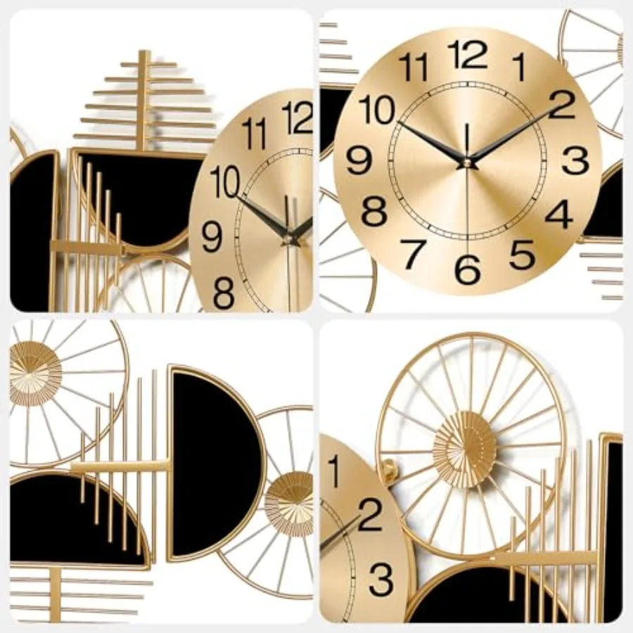 Modern Silent NonTicking Metal Wall Clock Battery Operated