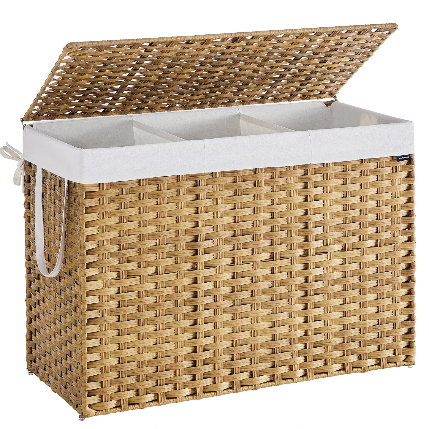 Songmics Laundry Hamper With Lid Synthetic Rattan Foldable Basket