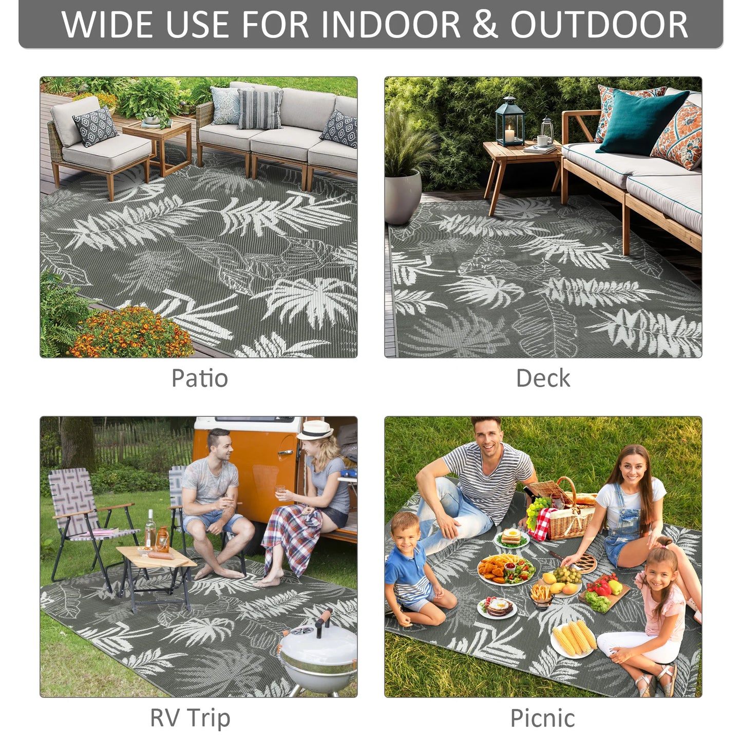 Outdoor Plastic Rug Waterproof Reversible Camping Mat
