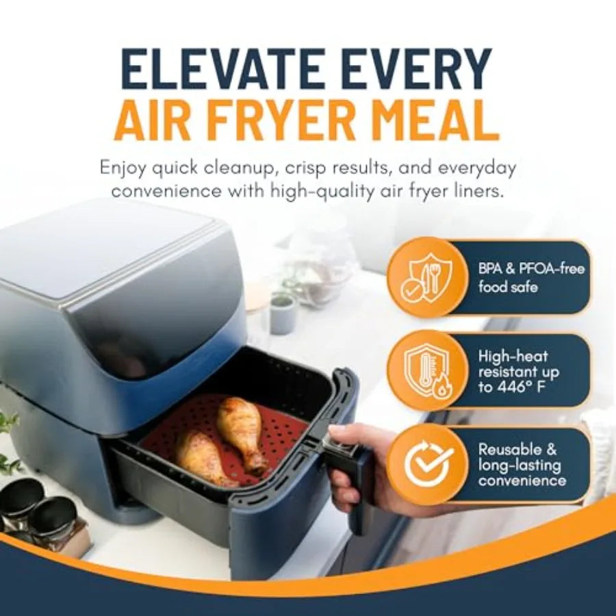 Reusable Square Silicone Air Fryer Liners 3 Pack Nonstick Easy Clean