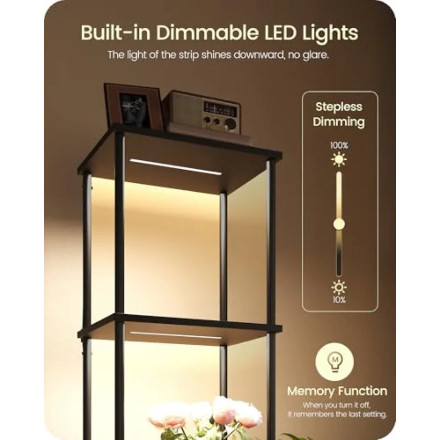 Display Shelf With Light Five Tier LED Corner Floor Lamp
