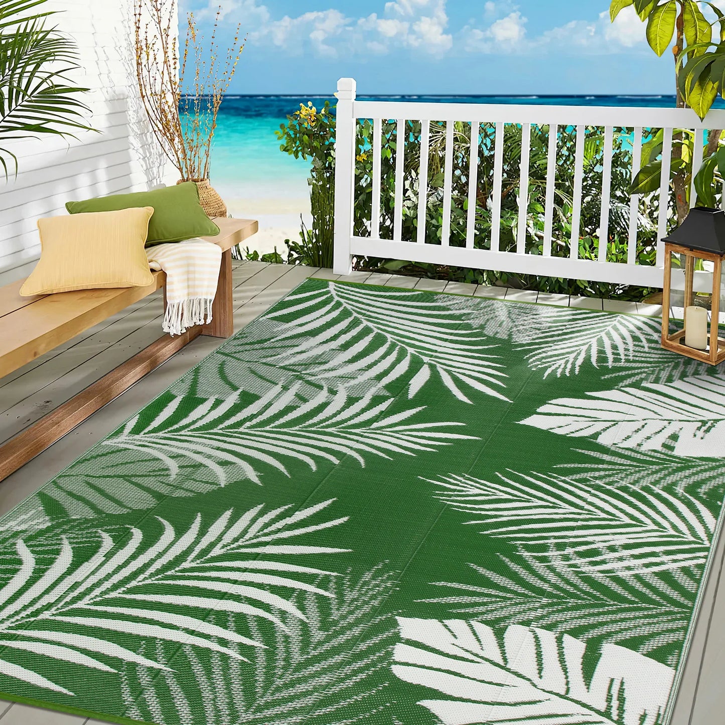 Outdoor Rug Waterproof Recycled Plastic Straw for Patio and Deck
