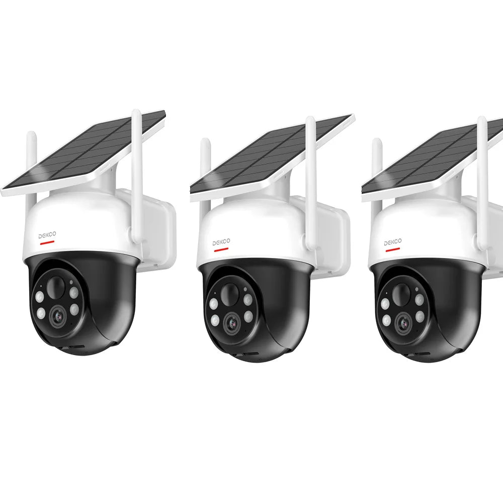 Dekco 2/3/4pcs Solar WiFi Camera 3MP 100% Wire-Free 5000mAh Battery Two-way Audio Security Camera Wireless PTZ CCTV Camera