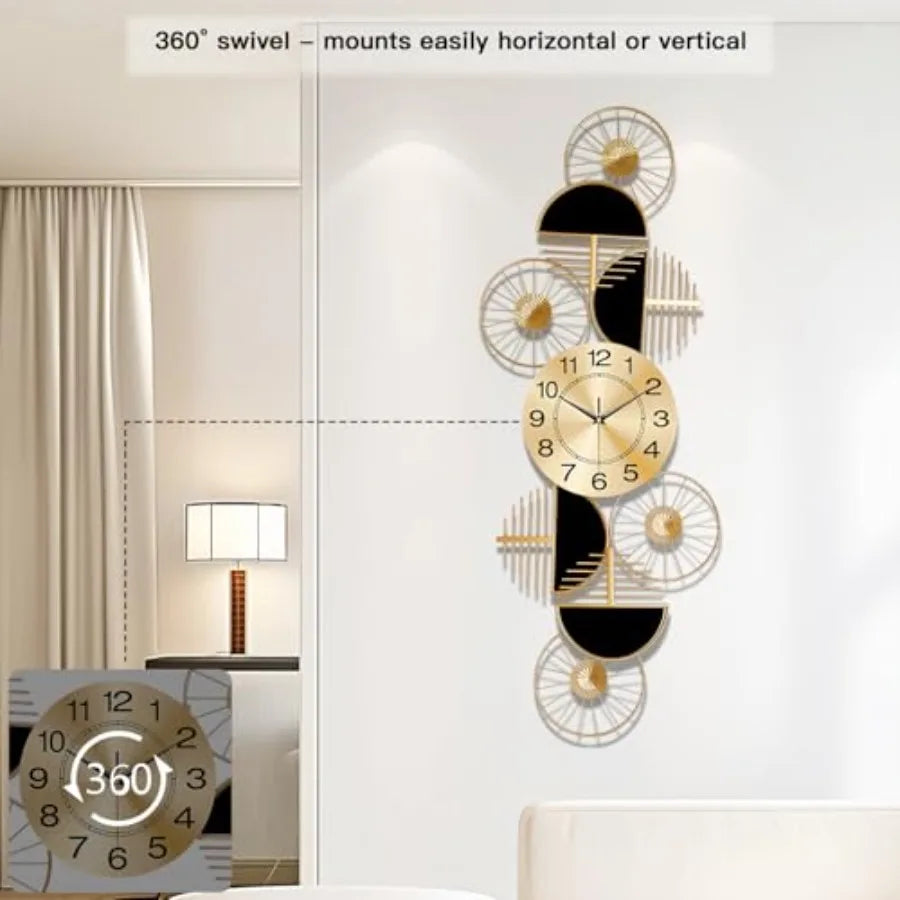 Modern Silent NonTicking Metal Wall Clock Battery Operated