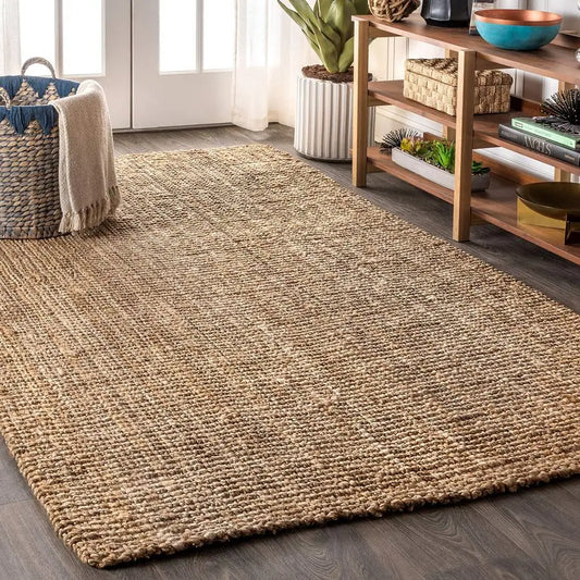 Hand Woven Jute Indoor Area Rug Natural Boho Rustic