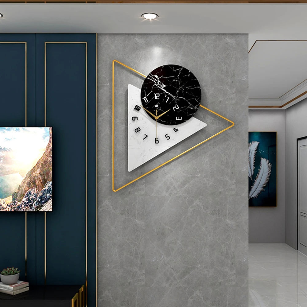 Geometric Wall Mounted Quartz Silent Clock Nordic Minimalist Home Decor
