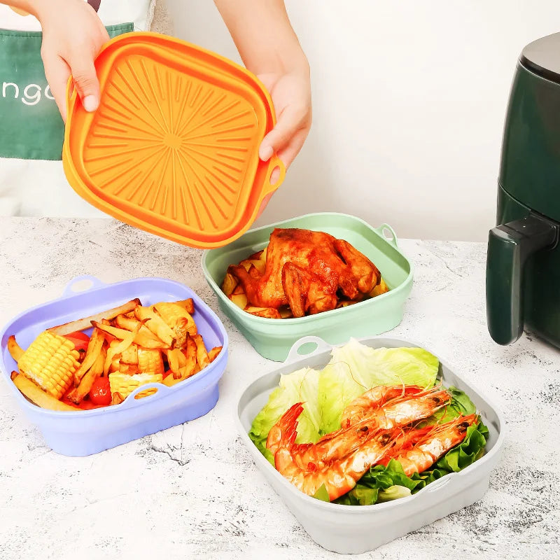 Foldable Silicone Air Fryer Liners, Reusable Non-Stick Basket