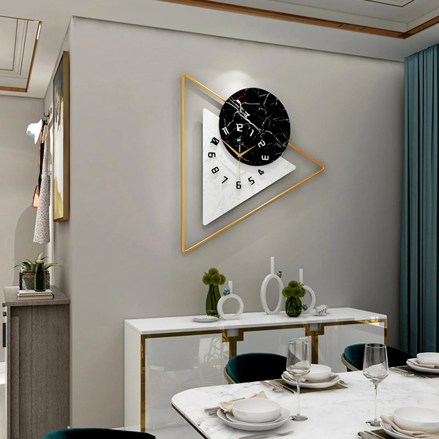 Geometric Wall Mounted Quartz Silent Clock Nordic Minimalist Home Decor