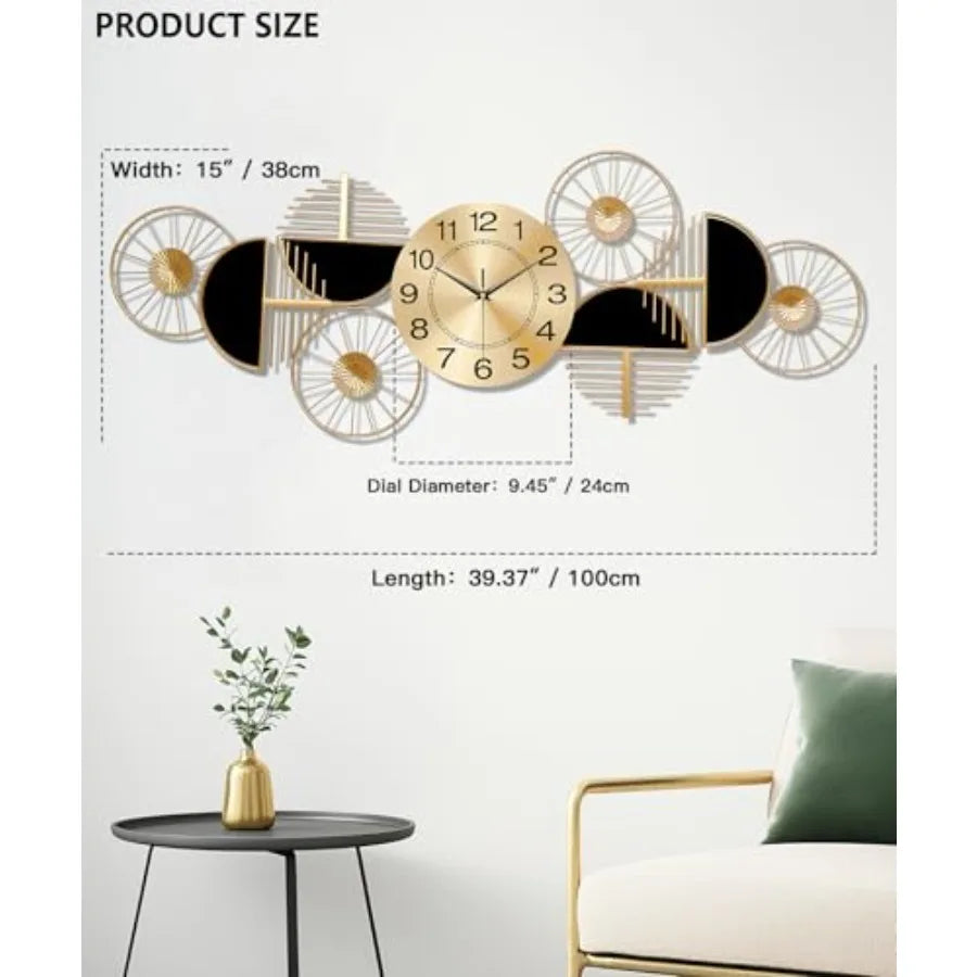 Modern Silent NonTicking Metal Wall Clock Battery Operated