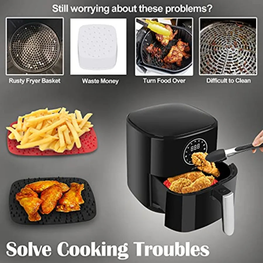 Reusable Air Fryer Liners With Raised Silicone Mats BPA Free