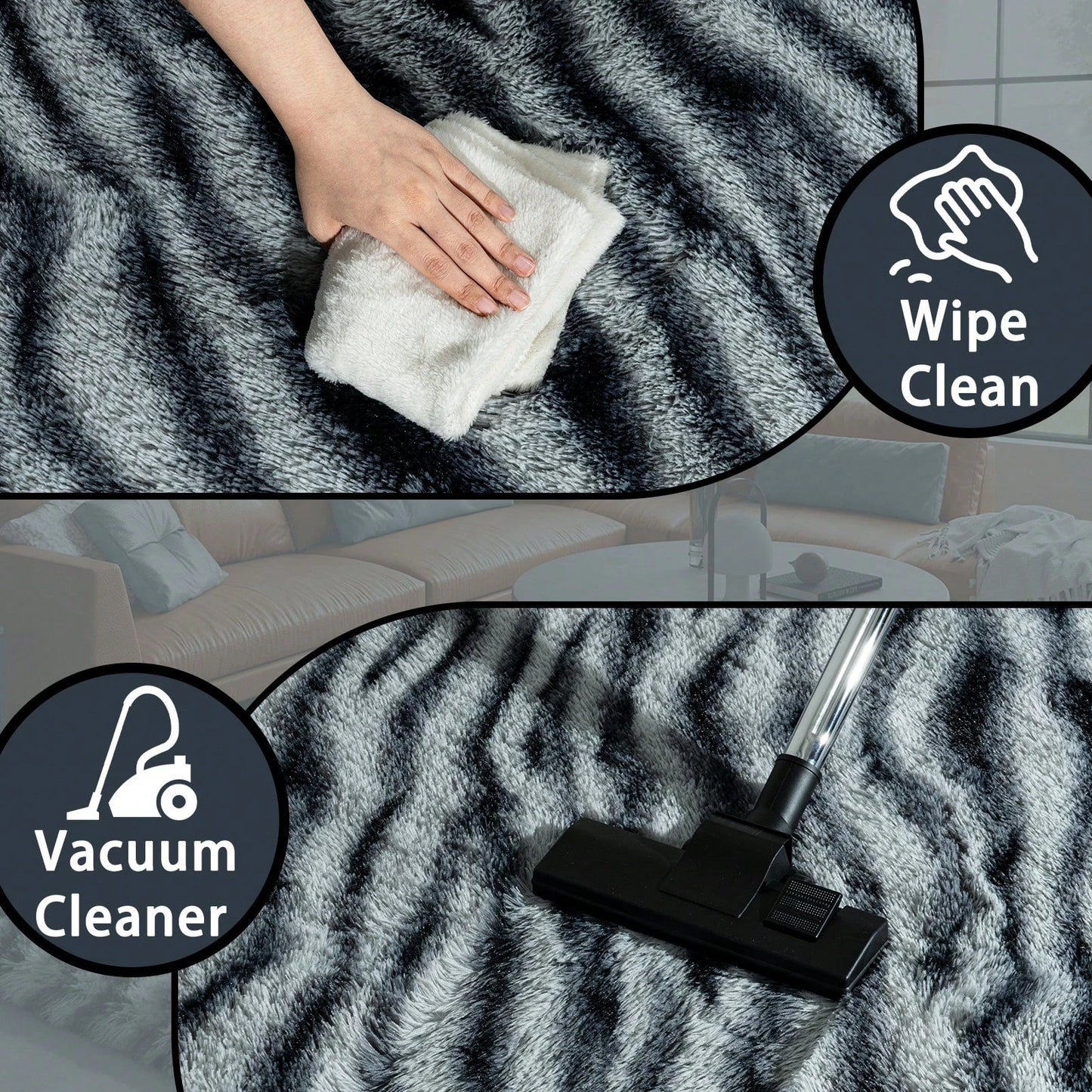 Gnizama Fluffy Shag Zebra Print Washable Rug For Bedroom And Living Room
