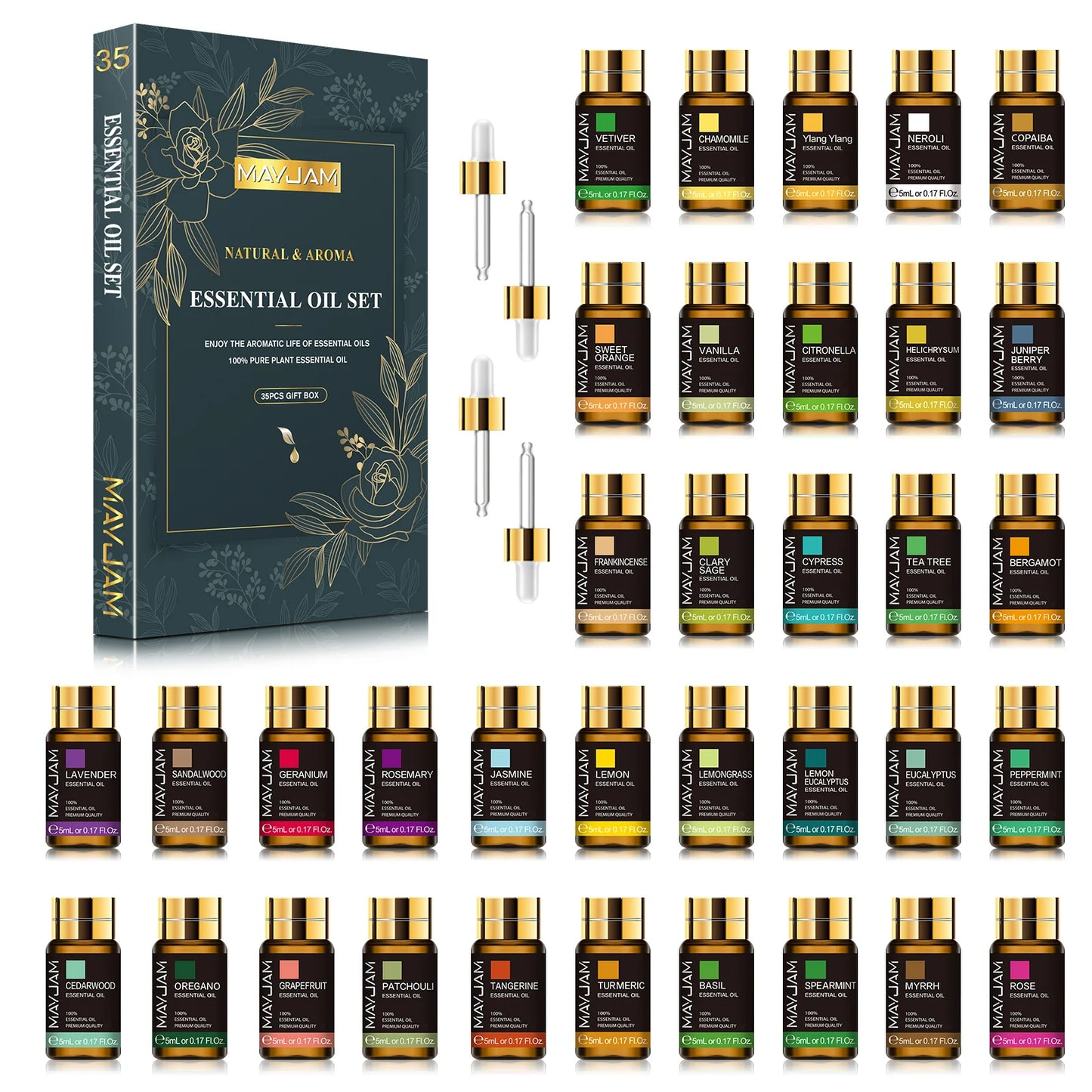 MAYJAM 35pcs Essential Oils Set For Diffuser Humidifier Air Freshener