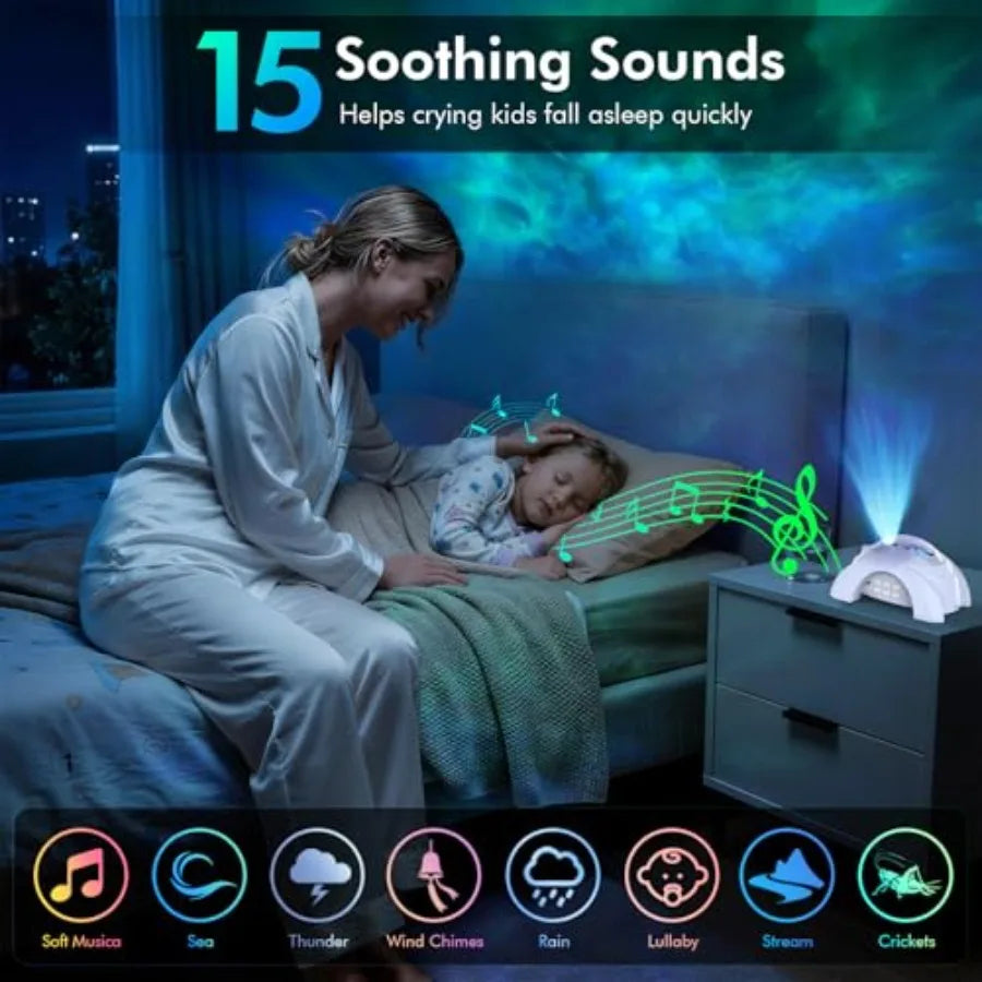 Dual Lens Galaxy Projector, Star Projector for Bedroom with White Noise and Bluetooth Speaker, Remote, Timer, Aurora and Nebula