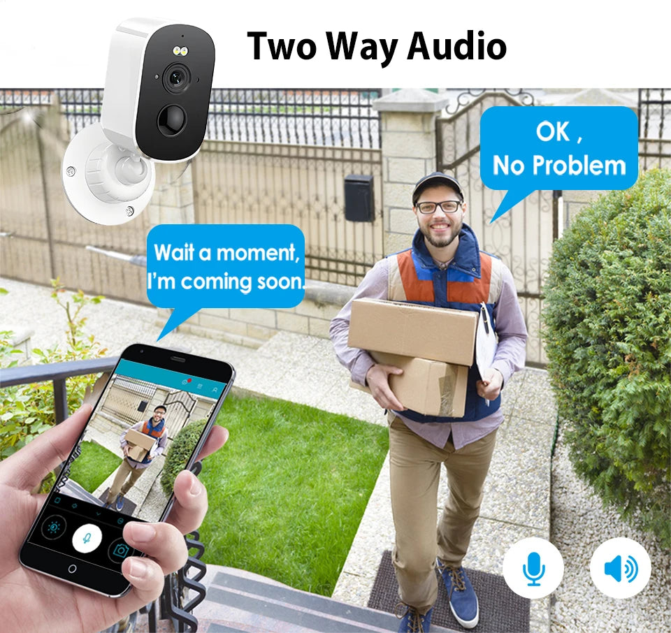 Outdoor 5MP 2K HD Wireless Solar Security Camera Wifi Connection with 4800mAh Rechargeable Battery IP66 Waterproof PIR Human Motion Detection Smart Alarm Night Vision Two Way Audio Surveillance System Compatible with ICSEE AP