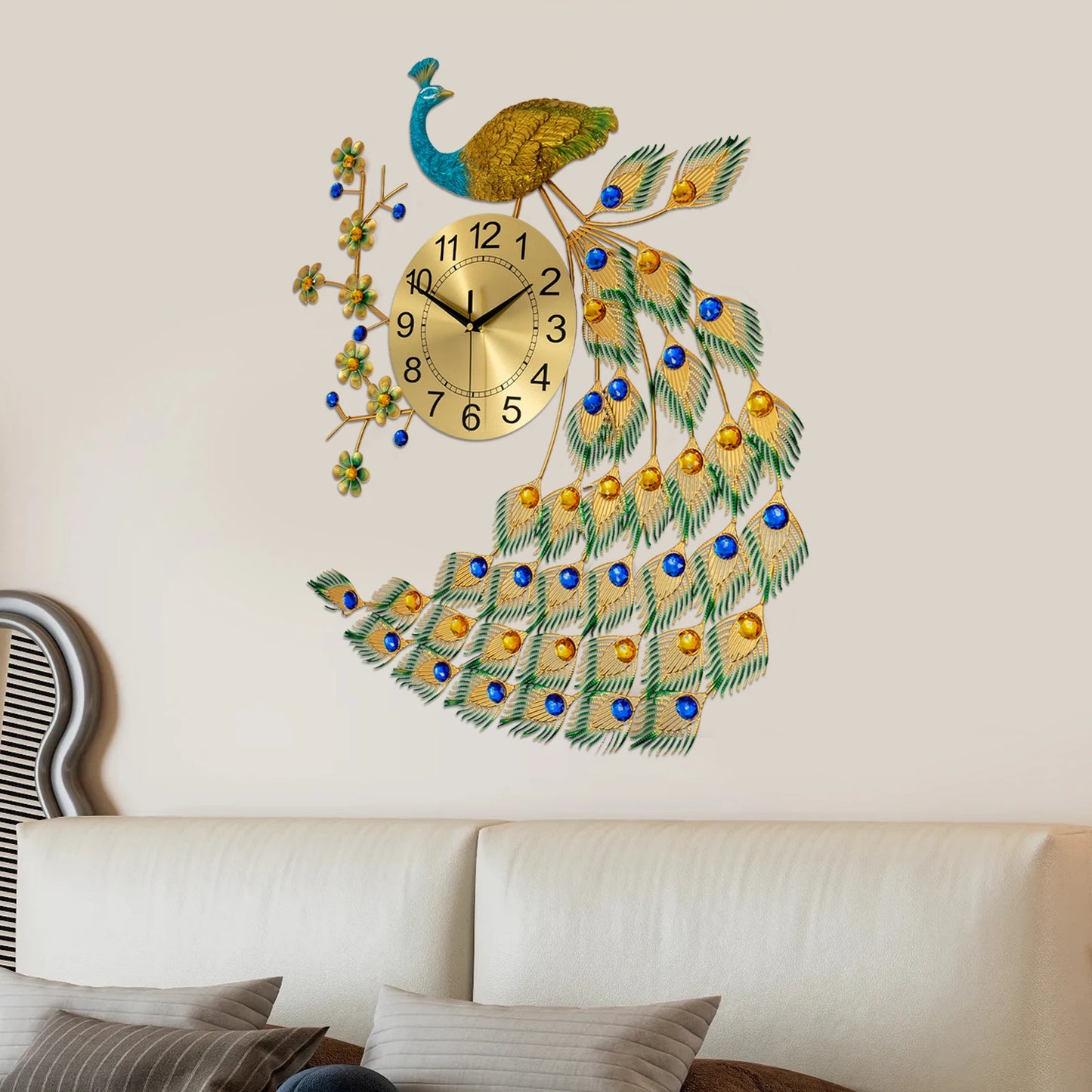 Peacock Wall Clock Acrylic Art Decor For Living Rooms Gift