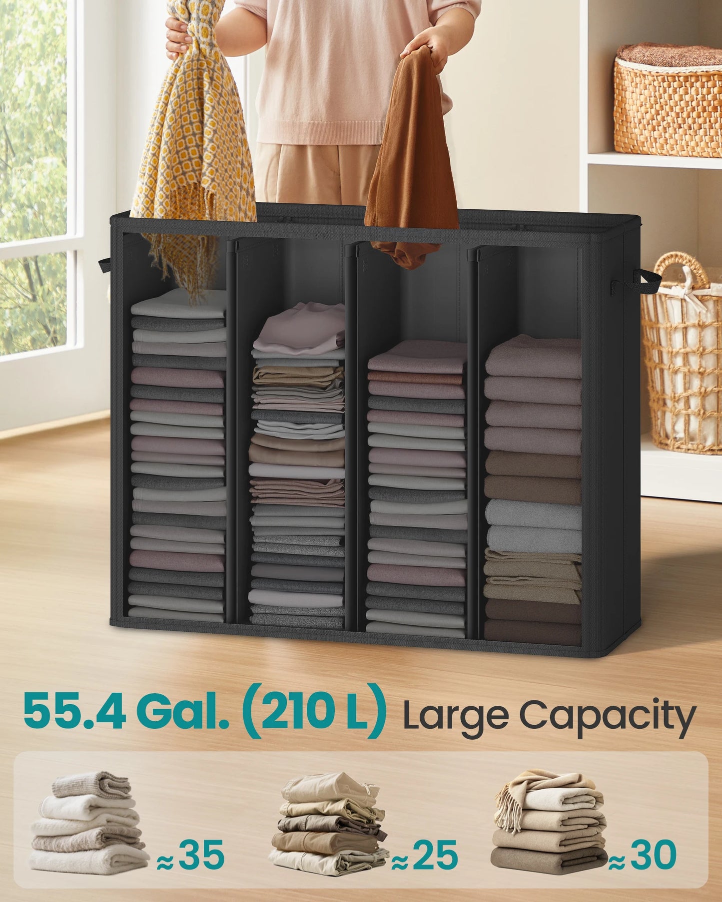 SONGMICS Four Compartment Laundry Sorter With Removable Lid