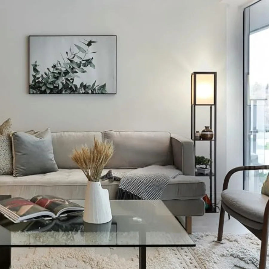 Modern Shelf Floor Lamp With Shelves And Lampshade