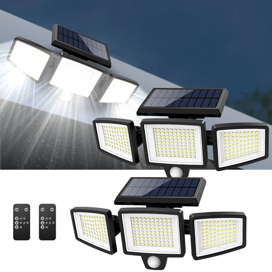 SZRSTH Outdoor 3-Head Solar Motion Sensor LED Security Light