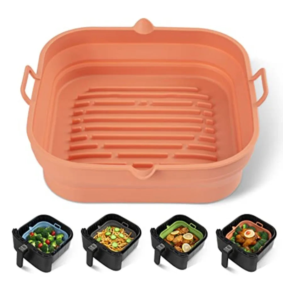Silicone Air Fryer Liners Square Reusable Collapsible Basket