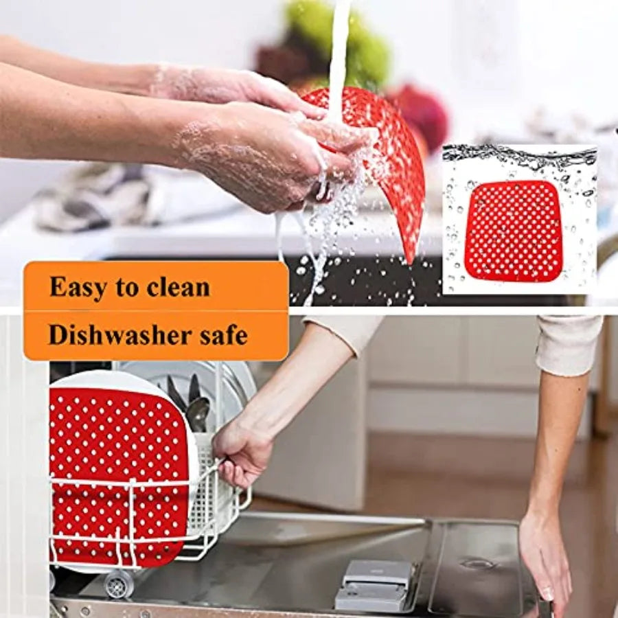 Air Fryer Silicone Liners 2 Pack Reusable Food Grade Mat