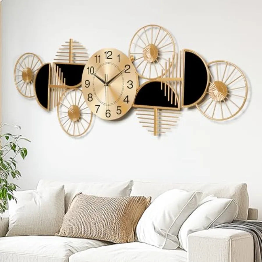 Modern Silent NonTicking Metal Wall Clock Battery Operated