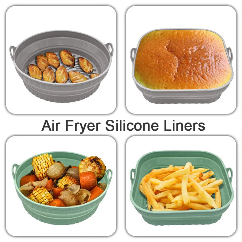 Foldable Silicone Air Fryer Liners, Reusable Non-Stick Basket