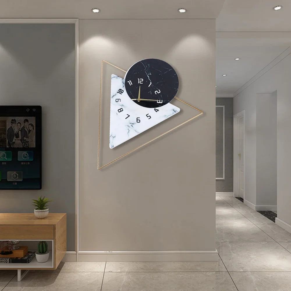 Geometric Wall Mounted Quartz Silent Clock Nordic Minimalist Home Decor