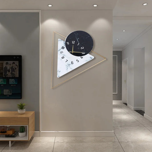Geometric Wall Mounted Quartz Silent Clock Nordic Minimalist Home Decor
