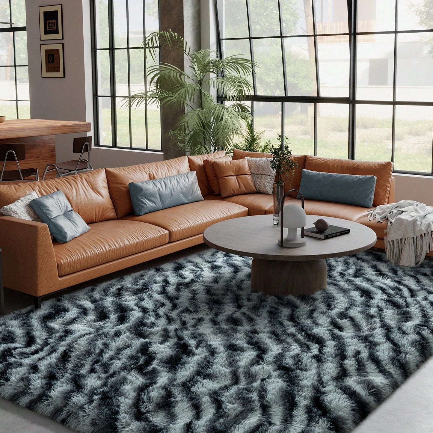 Gnizama Fluffy Shag Zebra Print Washable Rug For Bedroom And Living Room
