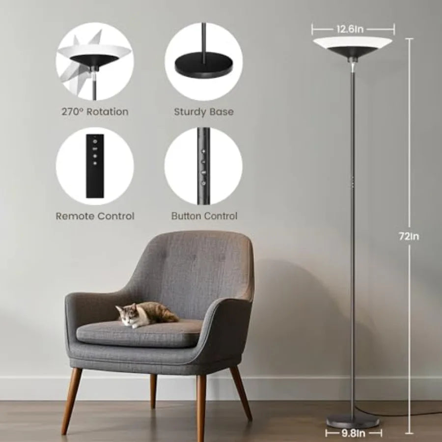 Torchiere Floor Lamp With Remote Control Dimmable LED 3000K-6500K