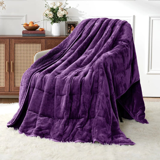Weighted Blanket 15lb Plush Sherpa Fleece For Cozy Sleep